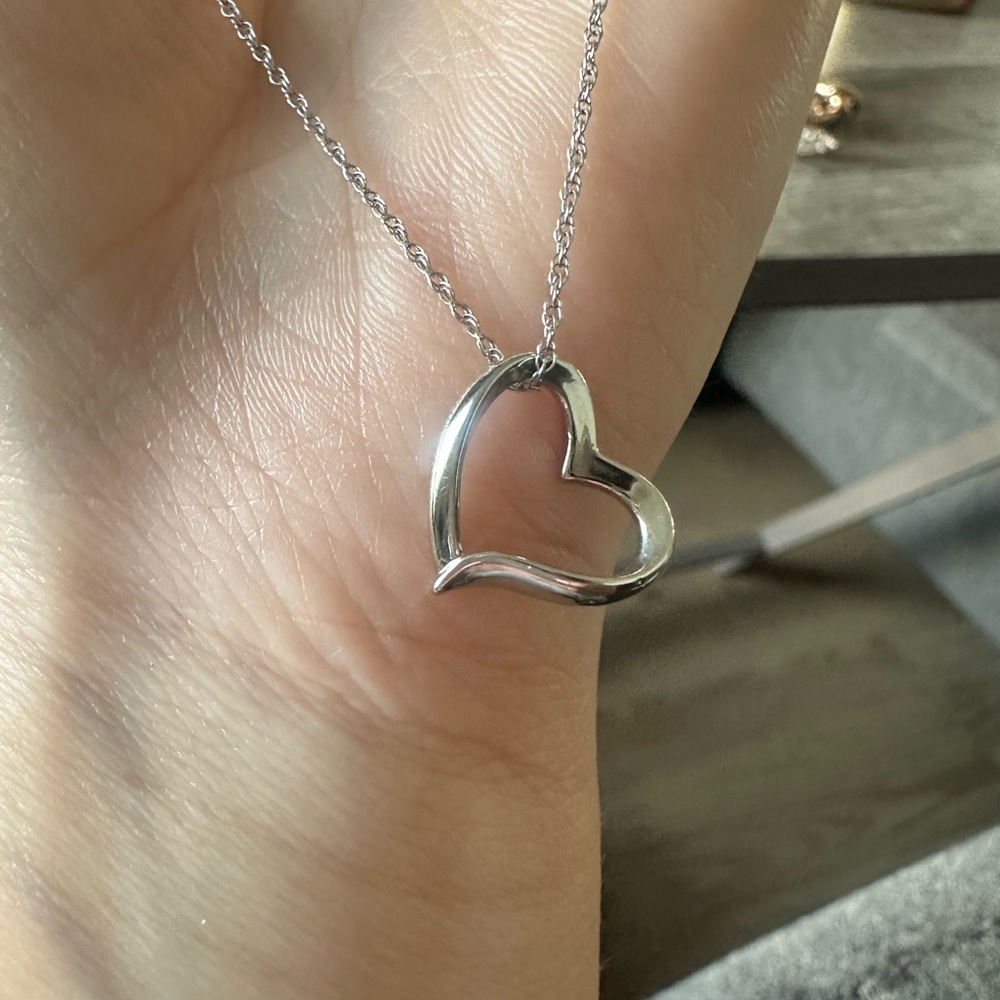 Sterling silver heart necklace.